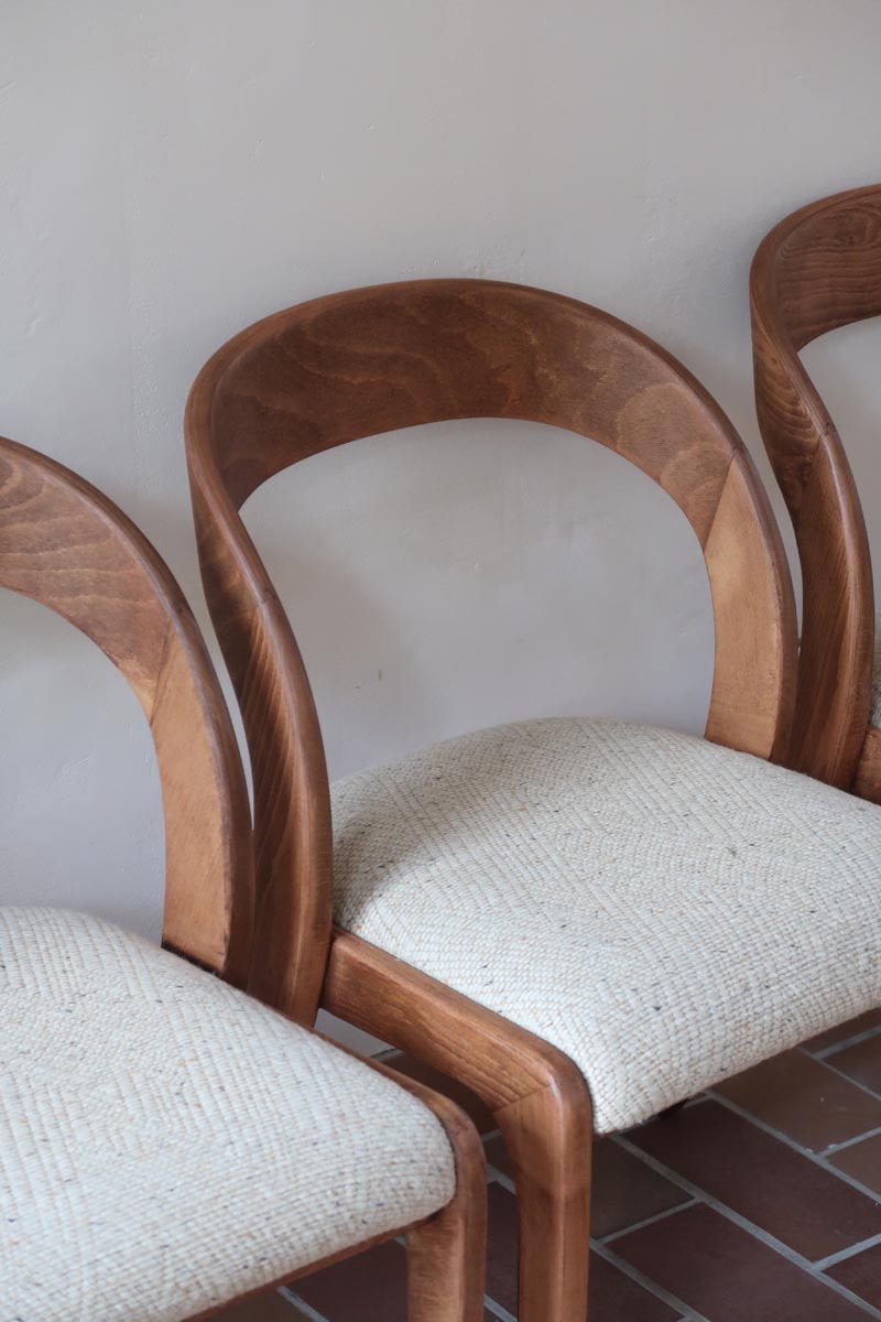 4 chaises gondole baumann vintage scandinave teck danois mid century traineau bemol