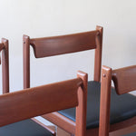 4 chaises teck h w klein Bramin Mobler made in denmark skai noir annees 70