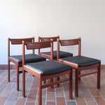 4 chaises teck h w klein Bramin Mobler made in denmark skai noir annees 70