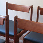 4 chaises teck h w klein Bramin Mobler made in denmark skai noir annees 70