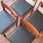 4 chaises teck h w klein Bramin Mobler made in denmark skai noir annees 70