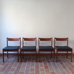 4 chaises teck h w klein Bramin Mobler made in denmark skai noir annees 70