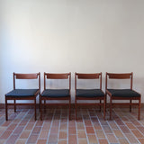 4 chaises teck h w klein Bramin Mobler made in denmark skai noir annees 70