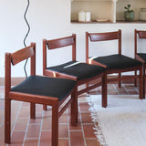 4 chaises teck h w klein Bramin Mobler made in denmark skai noir annees 70