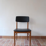 4 chaises vintage scandinave danois skaï noir compas teck baumann