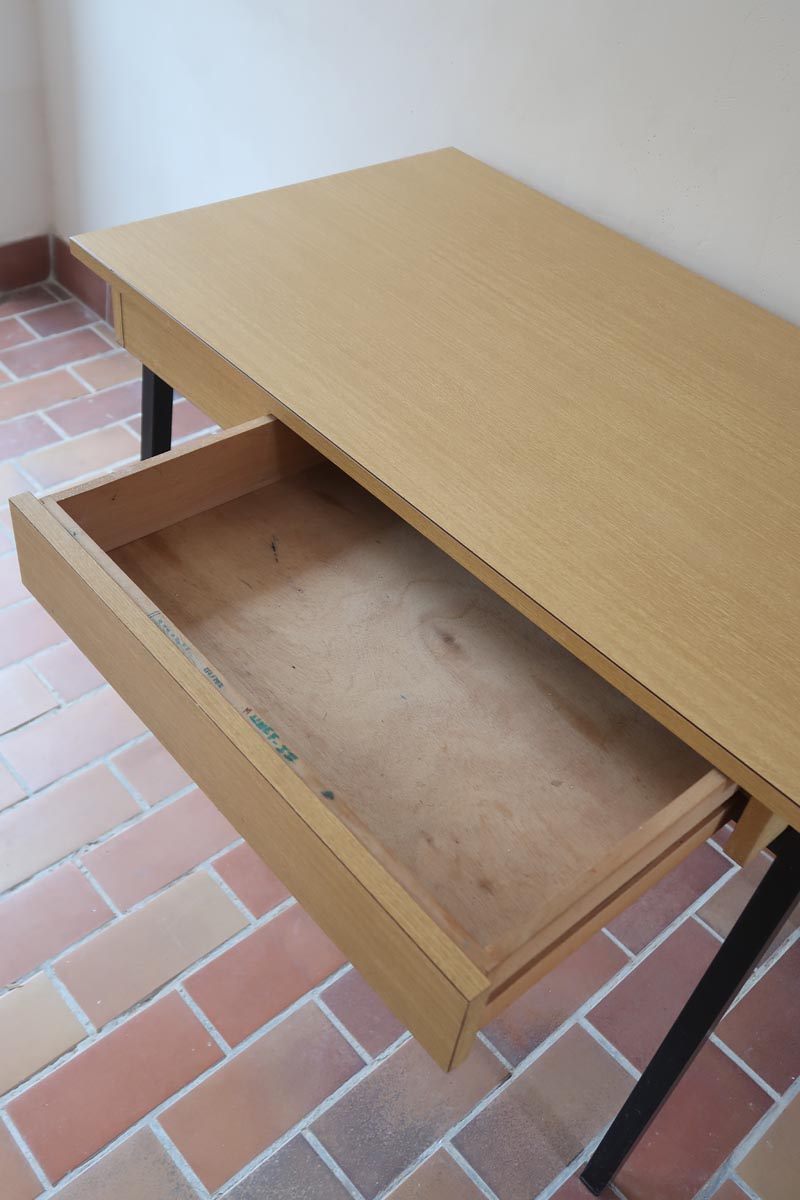 bureau formica vintage pierre guariche années 70 metal bois