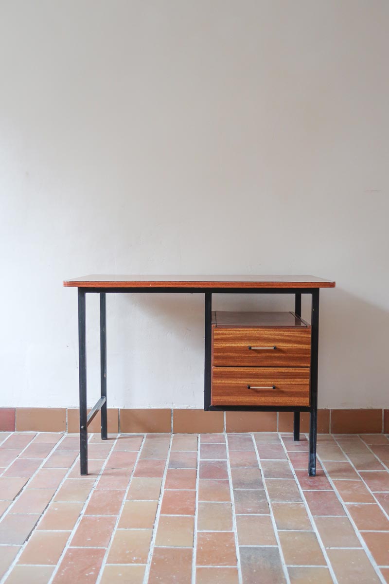 bureau vintage formica design bois pierre guariche moderniste années 60