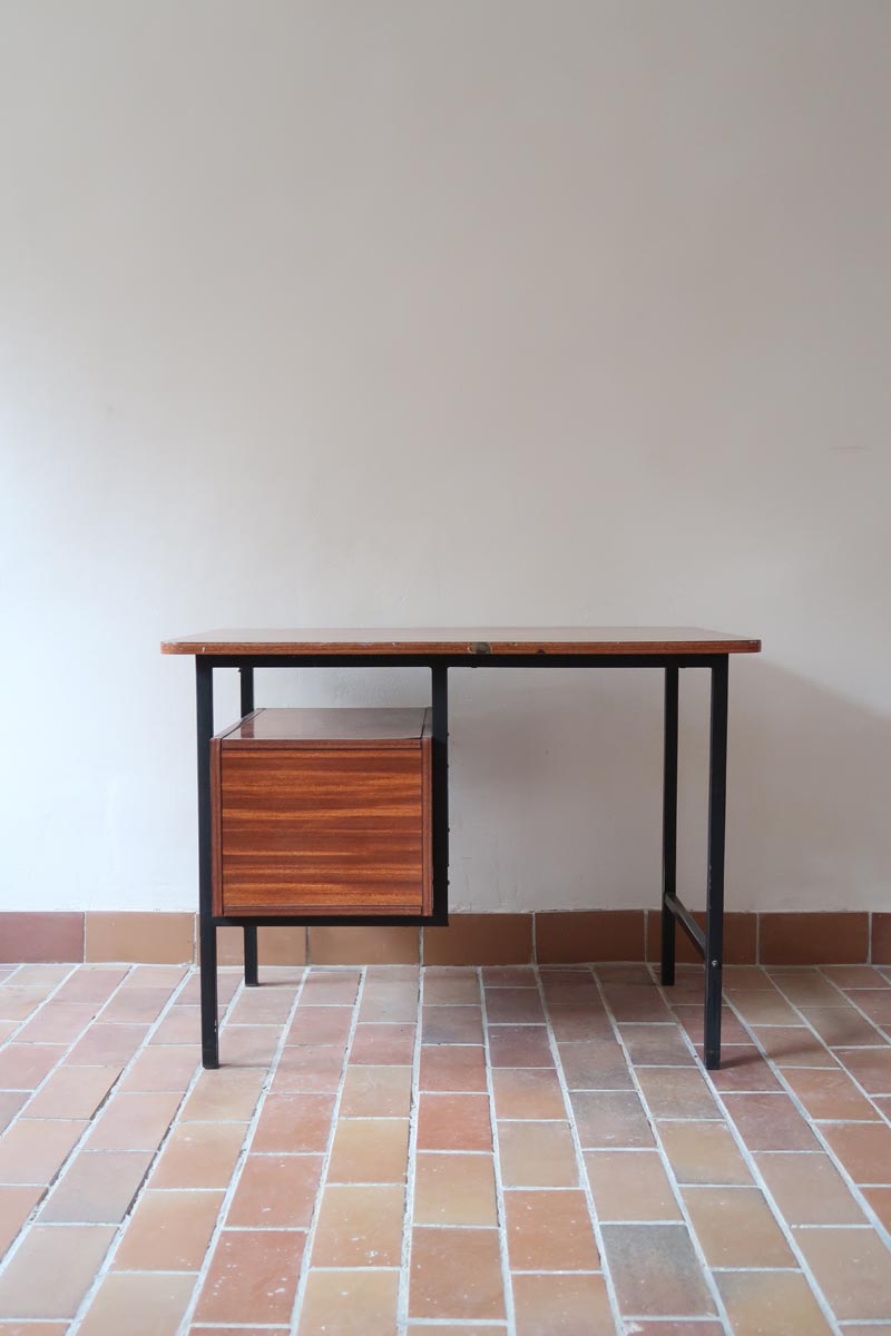 bureau vintage formica design bois pierre guariche moderniste années 60