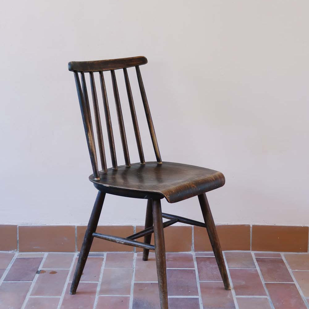 chaise bois fanett ilmari tapiovaara vintage scandinave danois teck hêtre pieds compas