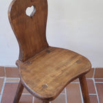 chaise ferme brutaliste alsacienne vintage hêtre coeur tabouret