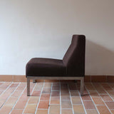 chauffeuse fauteuil vintage moderniste scandinave marron chrome vinco