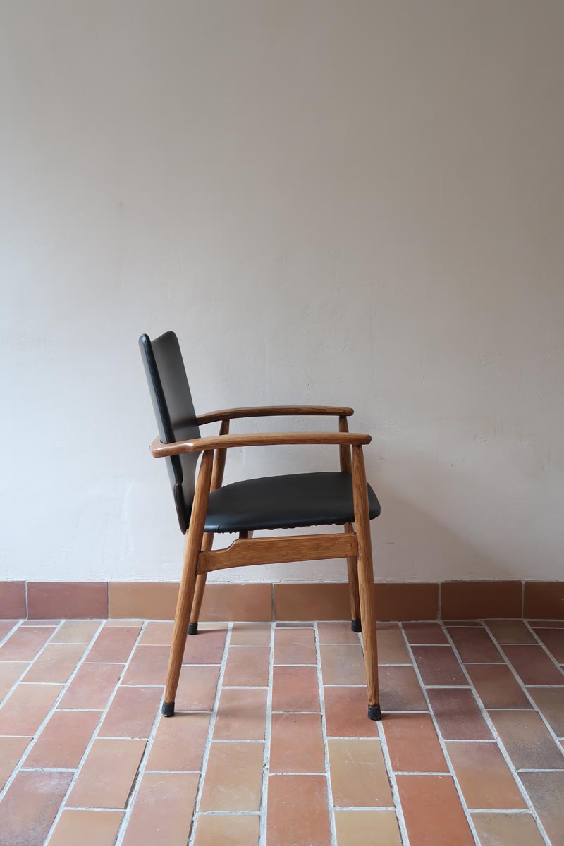 fauteuil bureau chaise skaï teck scandinave danois vintage mid century 