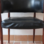 fauteuil chaise bureau vintage scandinave danois mid century skaï noir pied compas fuselé