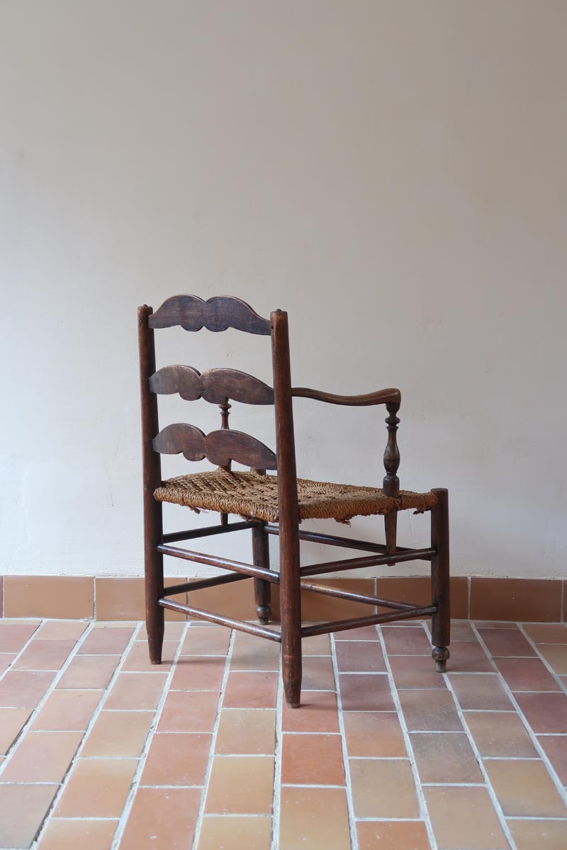 fauteuil chaise jean gestas vintage provençal corde paillé nourrice ancien
