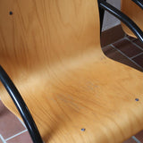 fauteuil chauffeuse bauhaus vintage thonet hêtre multipli acier tubulaire laqué années 80
