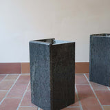 grande table basse granite marbre noir carré cubique travertin vintage made in italy