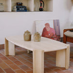 grande table basse travertin marbre blanc pierre vintage italie années 70 Roche Bobois