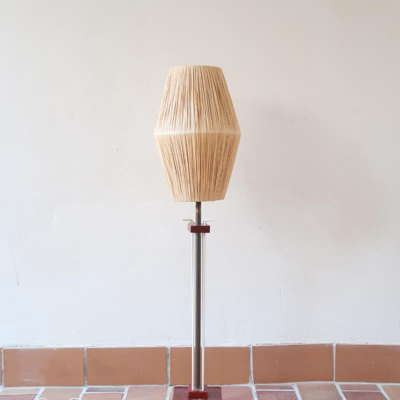 lampe raphia vintage bois poser