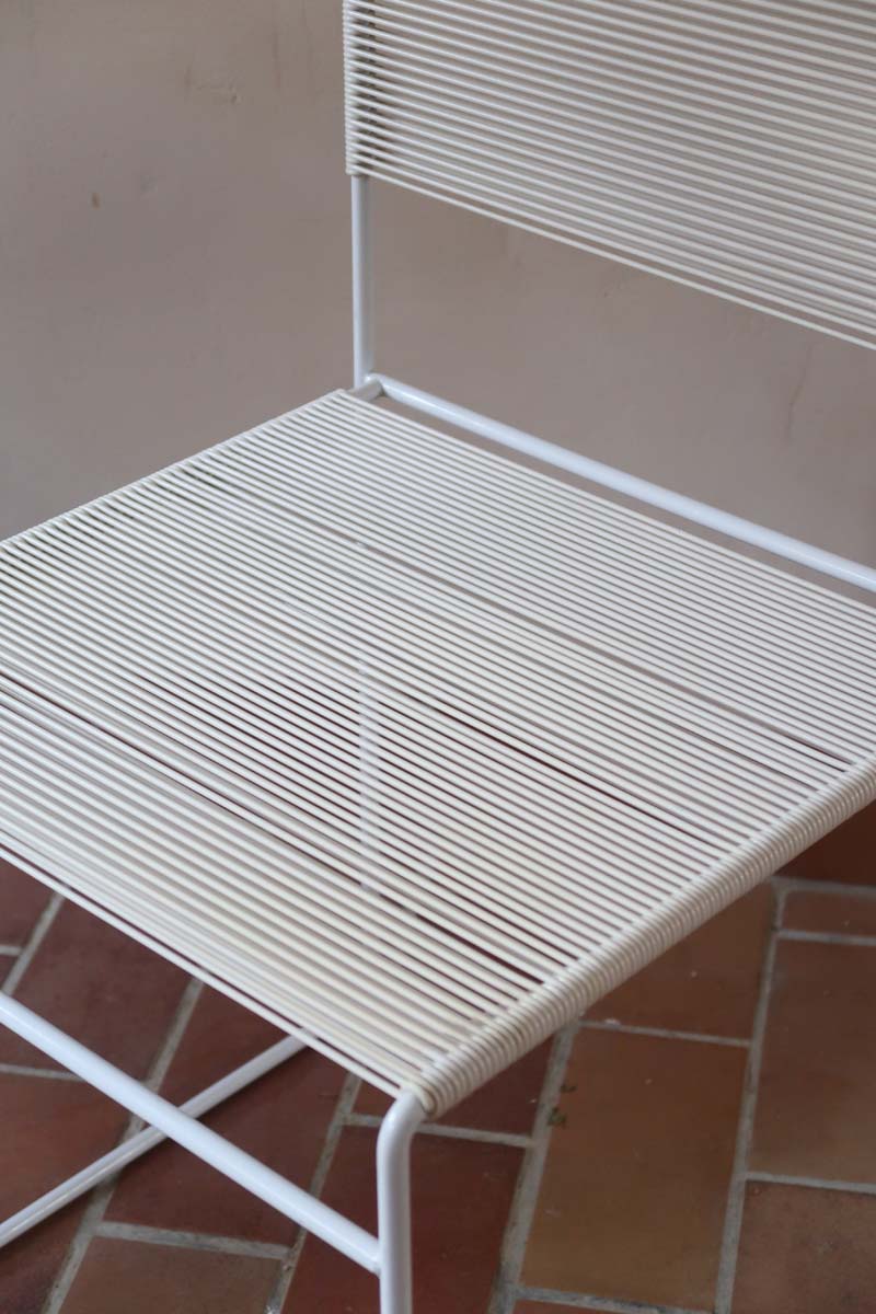 paire 2 chaises blanche spaghetti Giandomenico Belotti Alias 1980