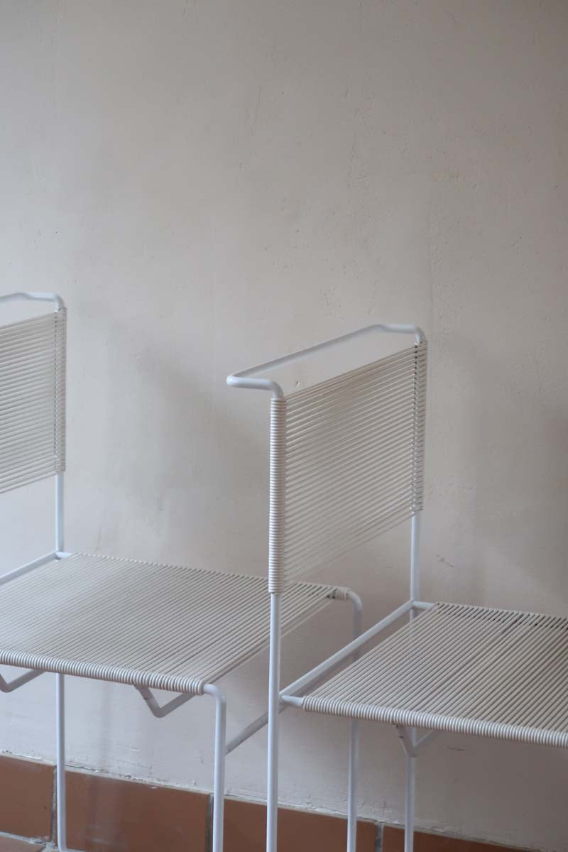 paire 2 chaises blanche spaghetti Giandomenico Belotti Alias 1980