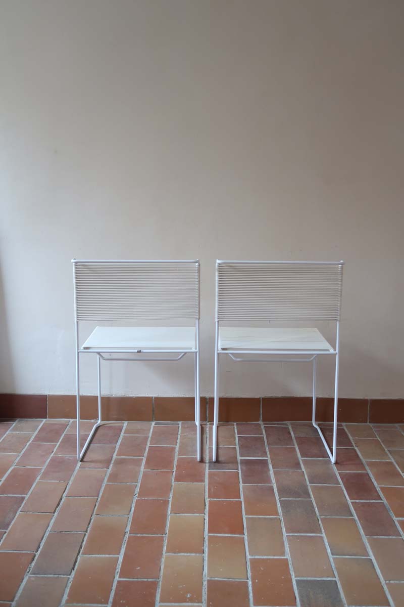 paire 2 chaises blanche spaghetti Giandomenico Belotti Alias 1980