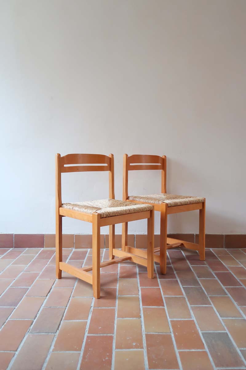 paire 2 chaises paillées rustique vintage corde ferme