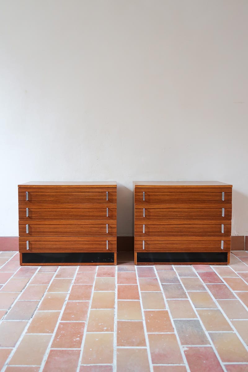 paire de commode moderniste scandinave vintage bois chevet