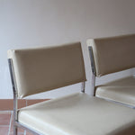 paire fauteuil chauffeuse florence knoll chrome skaï beige années 60 design moderniste scandinave