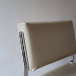 paire fauteuil chauffeuse florence knoll chrome skaï beige années 60 design moderniste scandinave