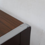 table basse moderniste vintage bois chrome carré
