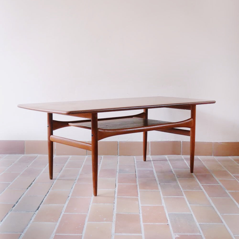 table basse teck massif robert christensenn arrebo mobler vintage scandinave danois années 60 vintage
