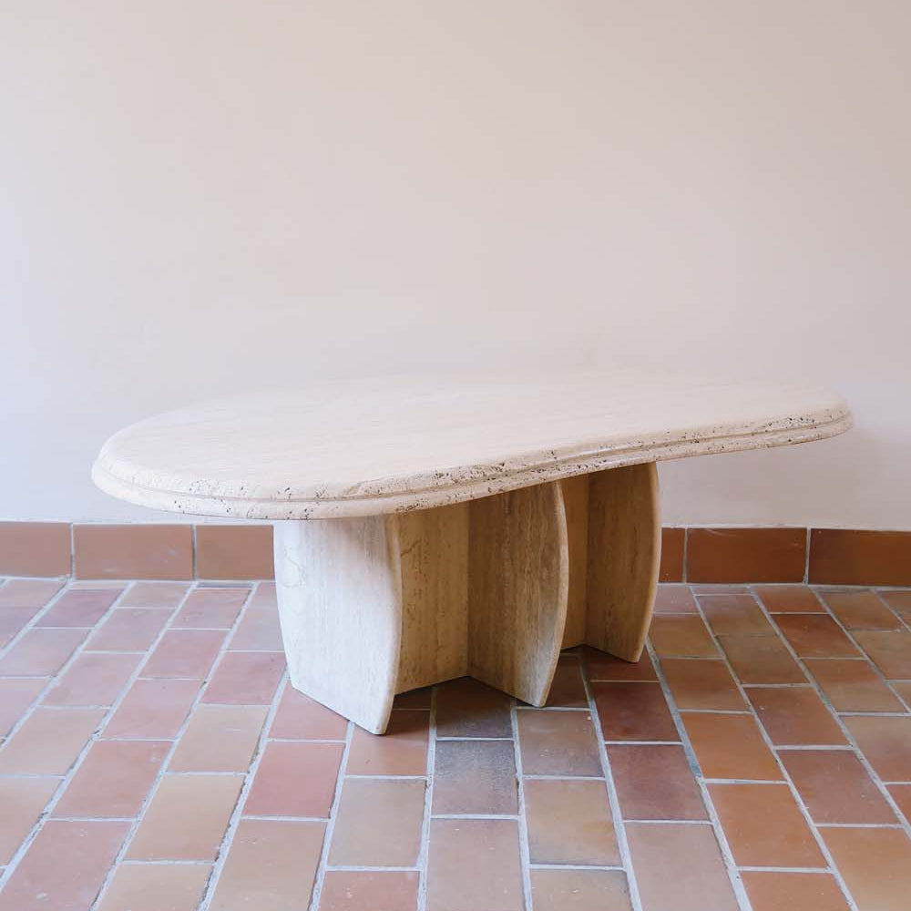 table basse travertin pierre marbre vintage forme livre