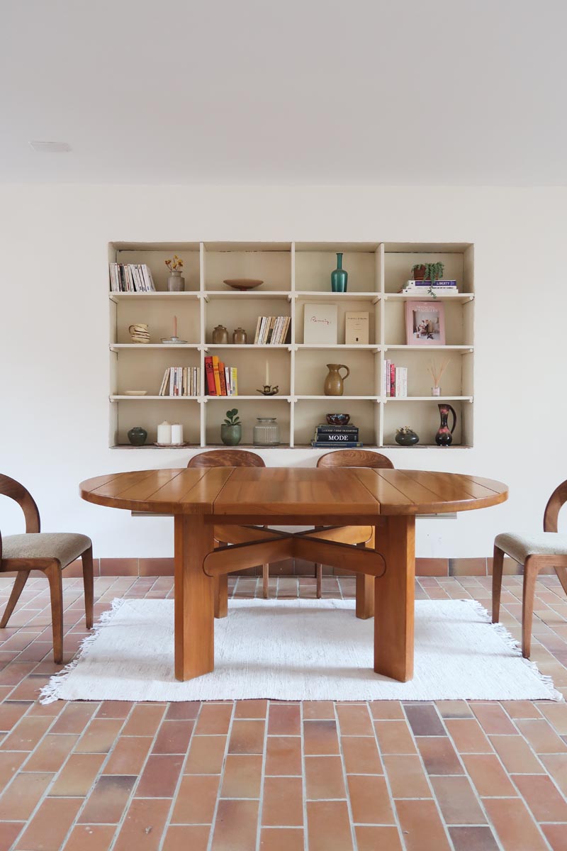 table ronde extensible rallonges vintage brutaliste maison regain atelier chauvin pierre chapo charlotte perriand