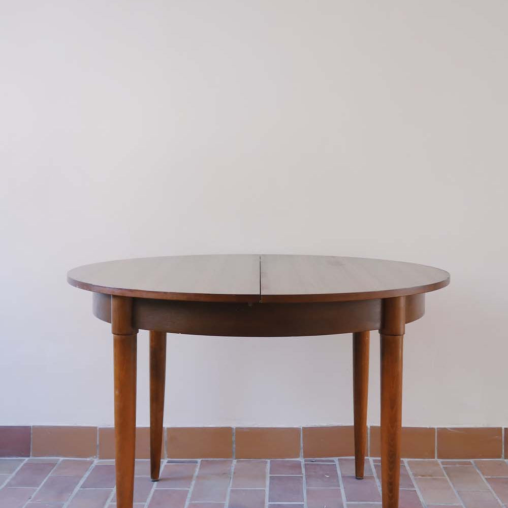 table ronde extensible rallonges vintage palissandre teck vintage scandinave danois