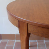 table ronde meuble tv paris made in france scandinave danois extensible rallonge pied fuselé compas teck