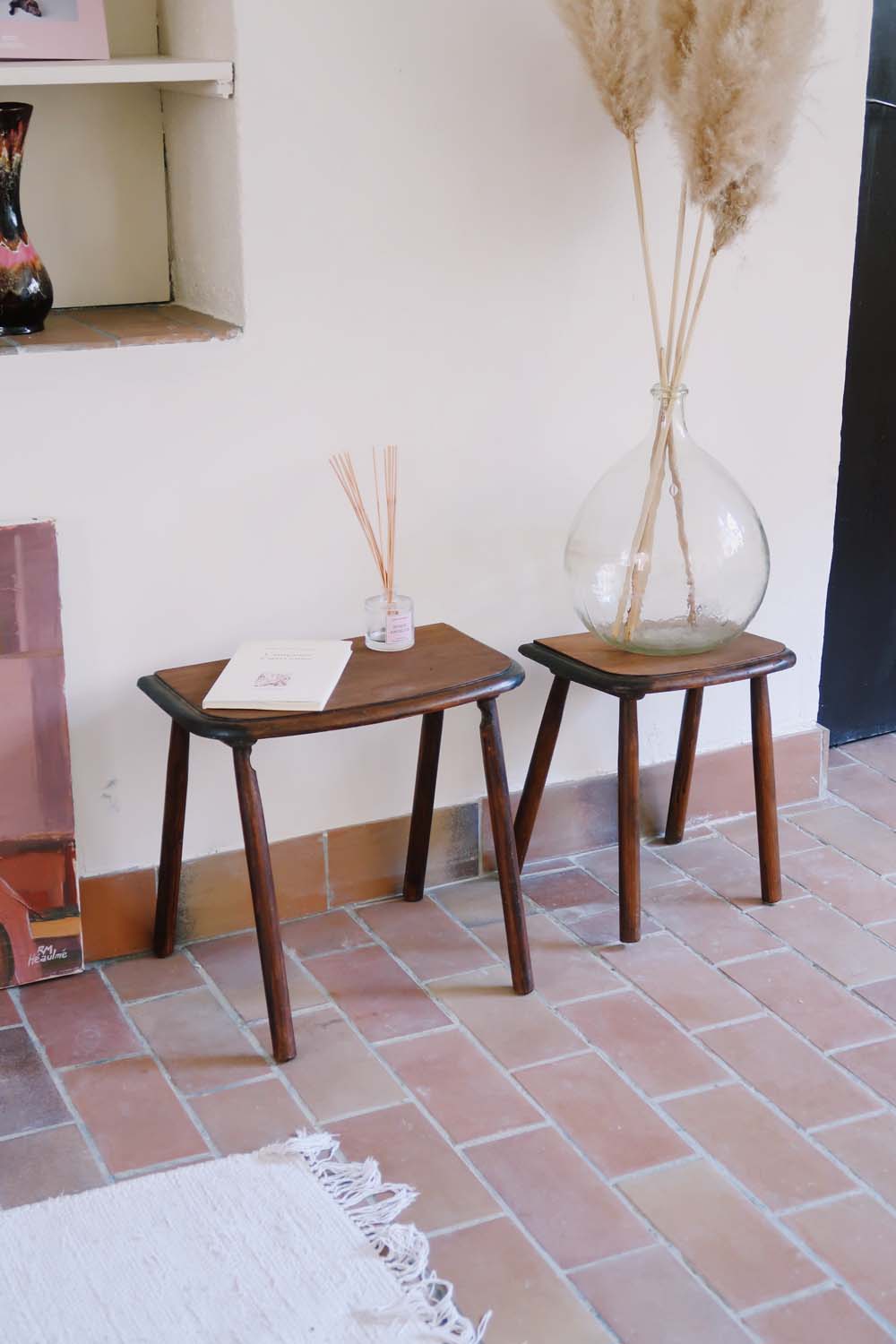 table bois gigogne rustique vintage bois porte plante chevet basse appoint ferme
