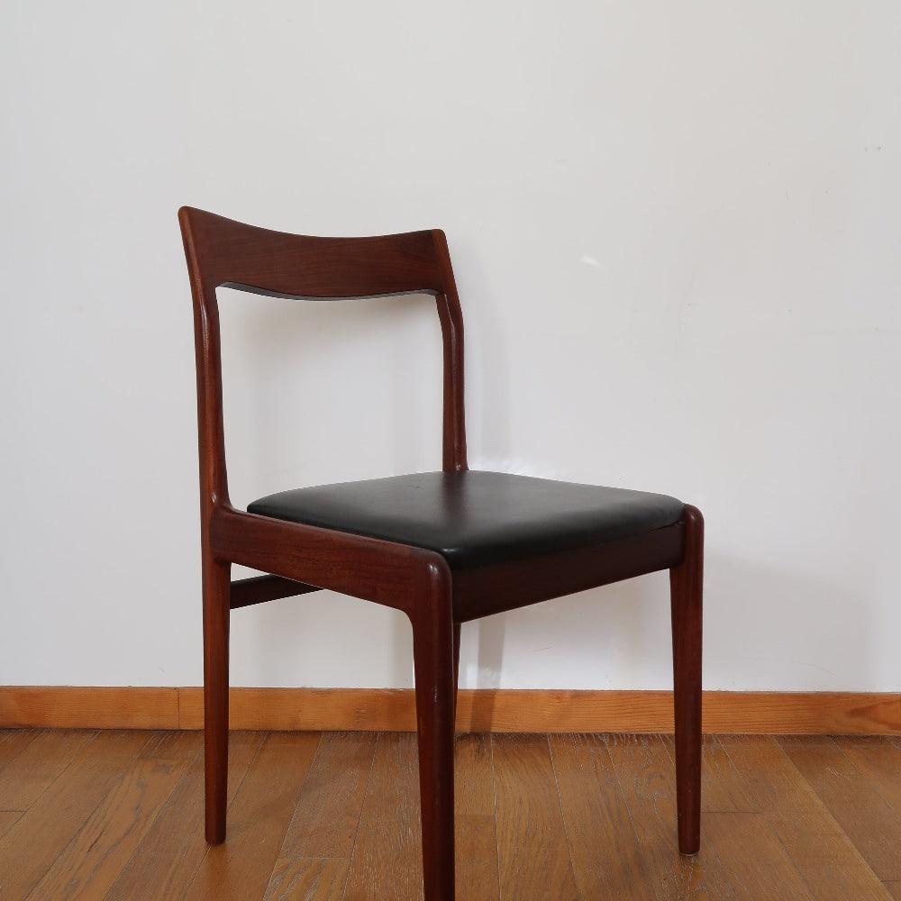 6 chaises scandinave danois vintage teck skaï noir bois teck niels otto moller 77