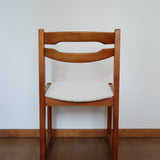 6 chaises traineau baumann tissu blanc bouclette orme massif bois clair charlotte perriand maison regain vintage scandinave