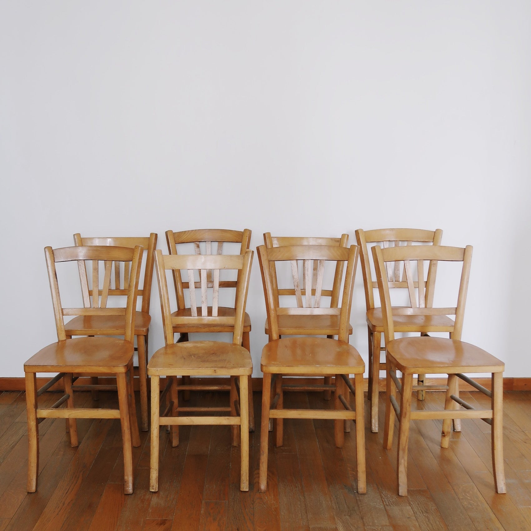 8 chaises bistrot thonet luterma baumann bois clair vintage