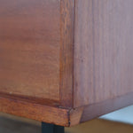 commode meuble tv bois teck enfilade vintage danois pieds métallique laiton