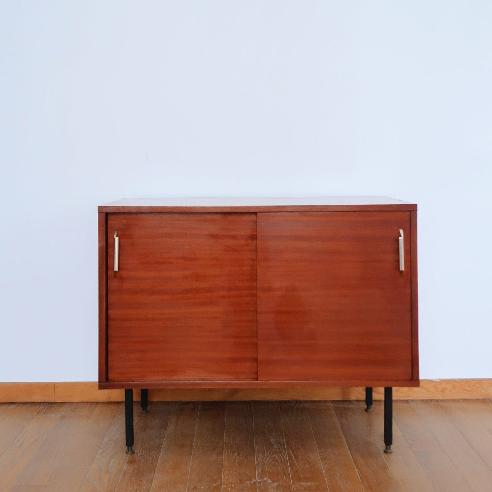 commode meuble tv bois teck enfilade vintage danois pieds metallique vinyl