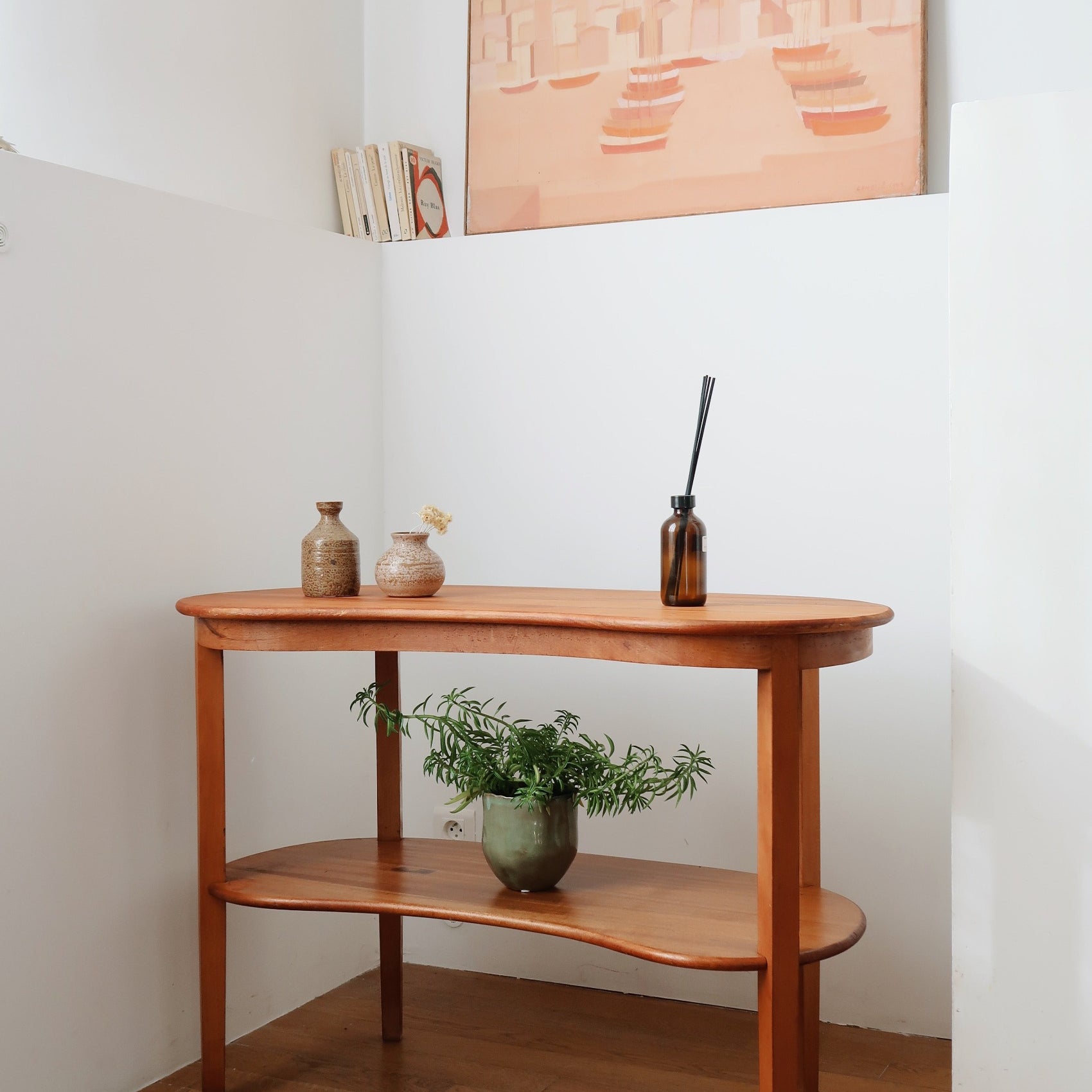 desserte vintage bois scandinave meuble table appoint clair