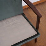 fauteuil chauffeuse velours vert vintage bois scandinave années 60