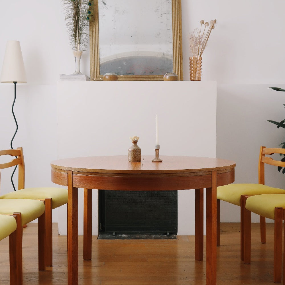grande table ronde extensible à rallonge maison regain charlotte perriand brustaliste vintage bois scandinave