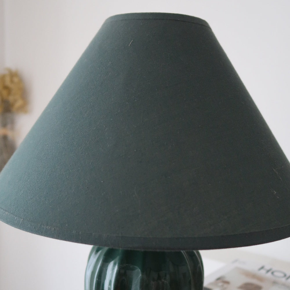 lampe à poser céramique marbre vert vintage abat jour tissu