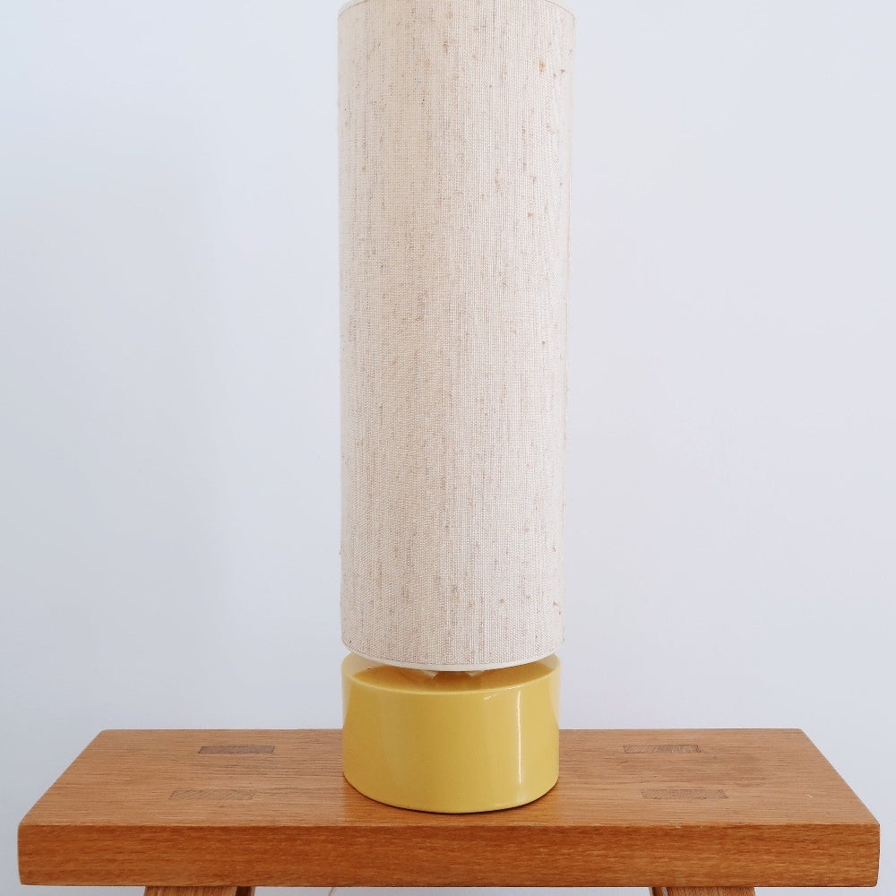 lampe poser bureau tubulaire chevet vintage tissu métallique jaune cylindrique