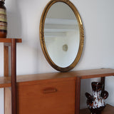 miroir ovale doré cadre plâtre vintage