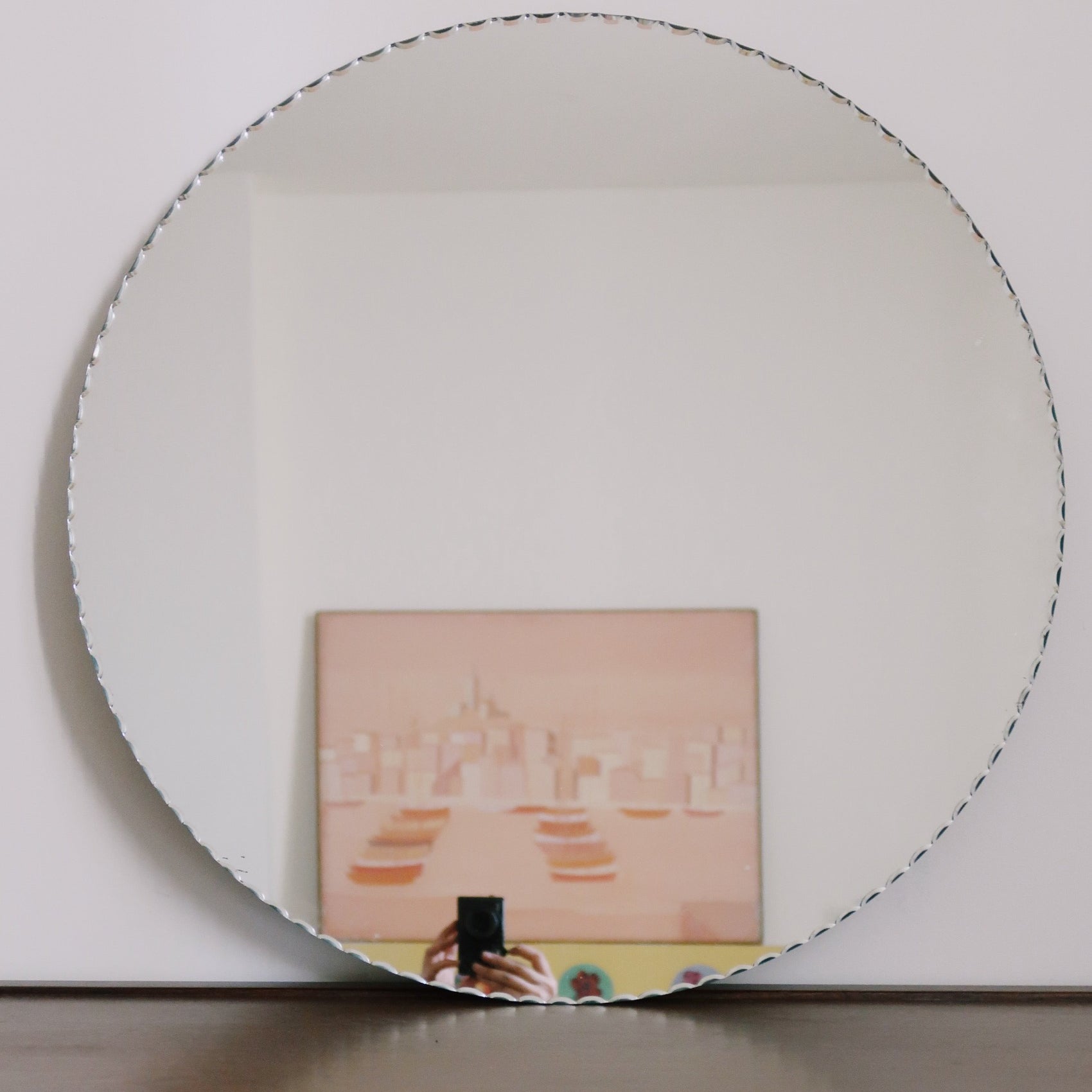miroir rond biseauté vintage ancien retro art déco