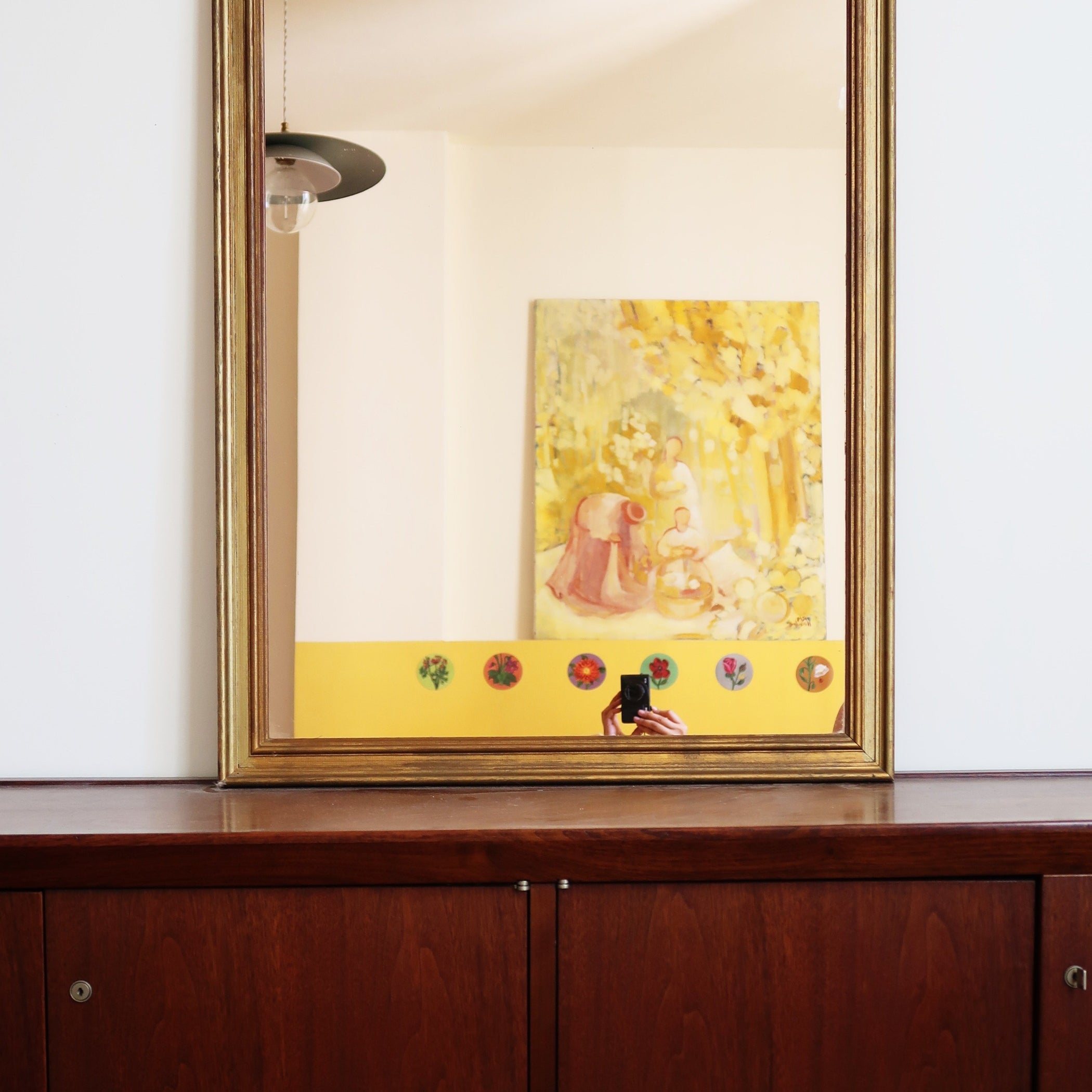 miroir teinté rose louis philippe cadre doré vintage