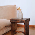 paire 2 table de chevet bout canapé appoint porte plante tabouret traite ferme bois brut ancien patine vintage rustique